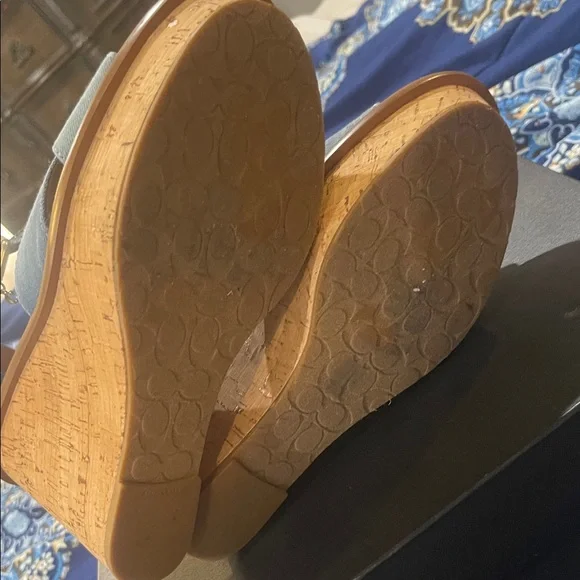 Coach Denim and Tan Cork Wedges - Picture 8 of 8